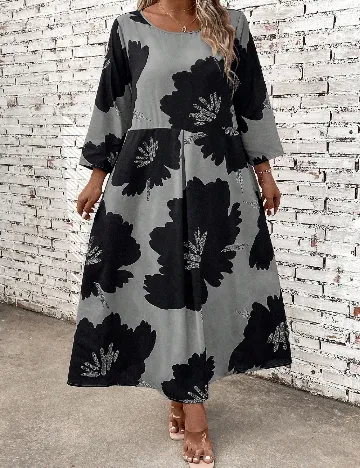 Rochie lunga SHEIN CURVE, gri/negru Negru