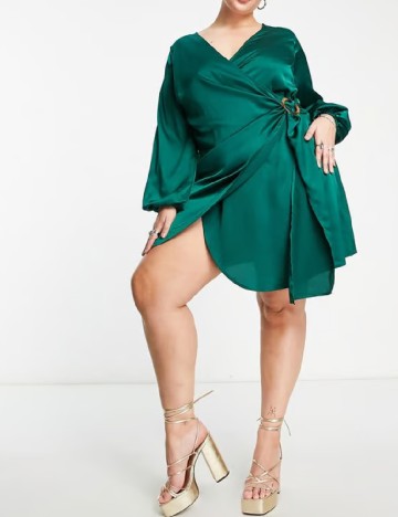 Rochie scurta Urban Threads Plus Size, verde