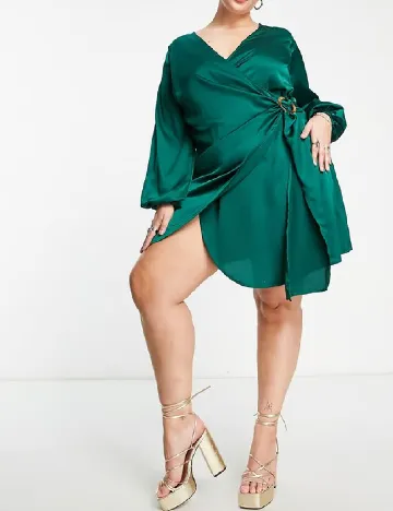 Rochie scurta Urban Threads Plus Size, verde Verde