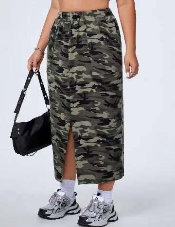 Fusta SHEIN CURVE, verde Verde