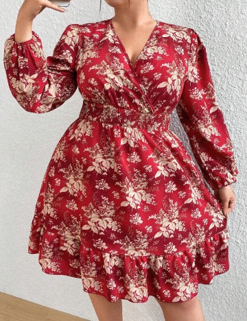 Rochie scurta SHEIN CURVE, rosu/bej