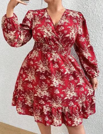 Rochie scurta SHEIN CURVE, rosu/bej Rosu