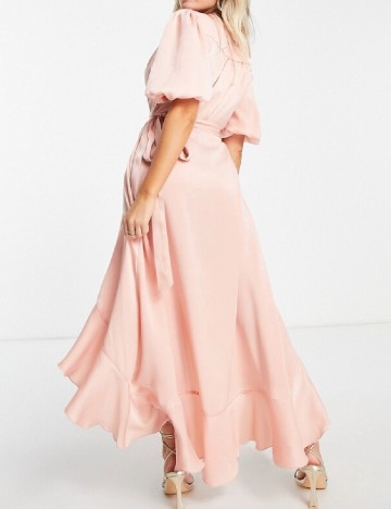 Rochie lunga Flounce London, roz