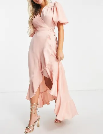 Rochie lunga Flounce London, roz Roz
