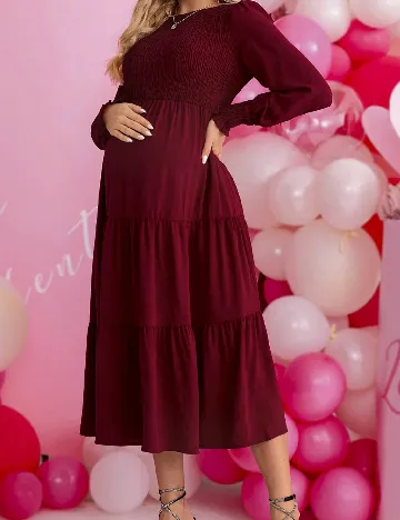 Rochie medie SHEIN Maternity, visiniu Rosu