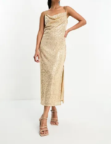 Rochie medie Pretty Lavish, auriu Galben
