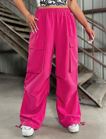 Pantaloni SHEIN CURVE, roz Roz