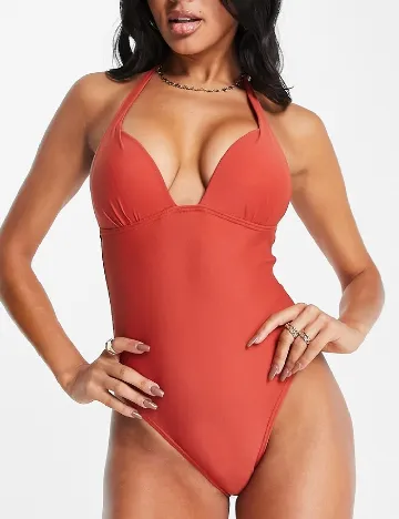 Acest costum de baie contine push-up. South Beach, caramiziu Rosu