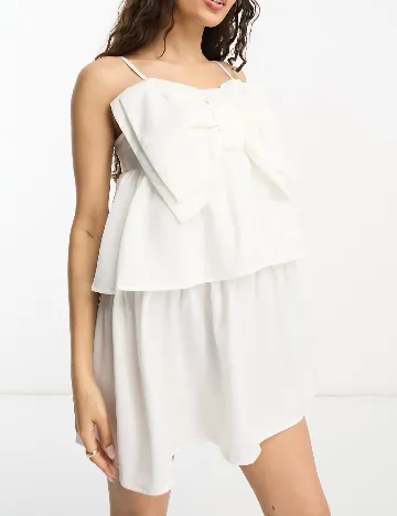 Rochie scurta Pieces, alb Alb