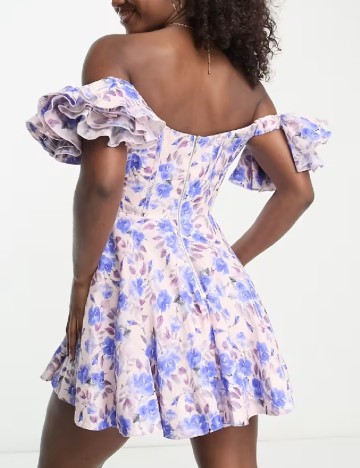 Rochie scurta Bardot, floral print