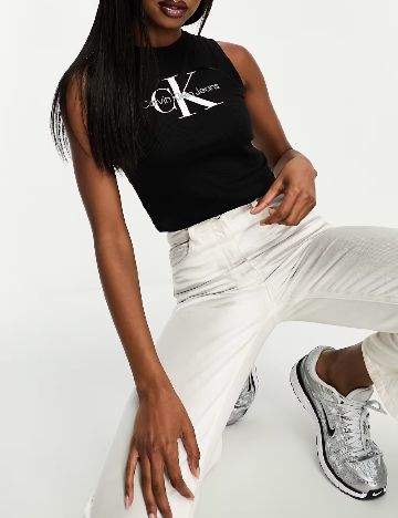 Top Calvin Klein Jeans, negru