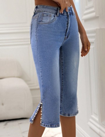 Pantaloni trei sferturi SHEIN, albastru