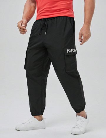 Pantaloni SHEIN Plus Size Men, negru