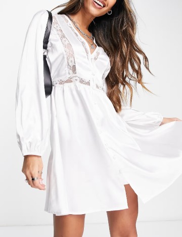 Rochie scurta Reclaimed Vintage, alb