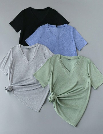 Set Tricouri 4 bucati SHEIN CURVE, mix culori