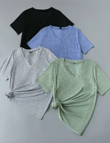 Set Tricouri 4 bucati SHEIN CURVE, mix culori Mix culori