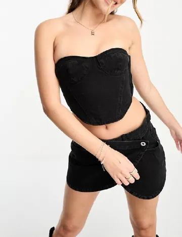 Top Pull&Bear, negru Negru