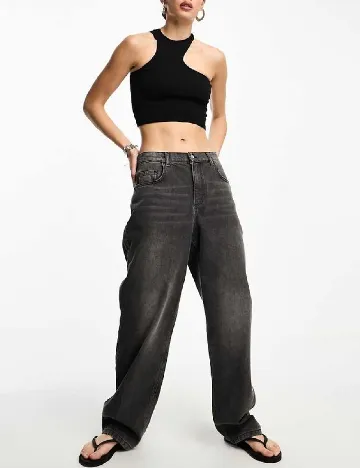 Set topuri Bershka, negru/gri Negru