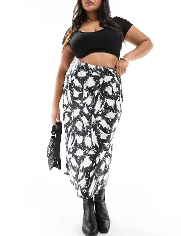 Fusta Yours, alb/negru Negru