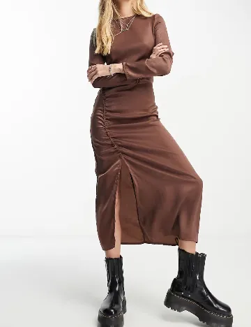 Rochie medie Violet Romance, maro Maro