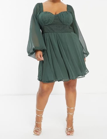 Rochie scurta ASOS Curve, verde