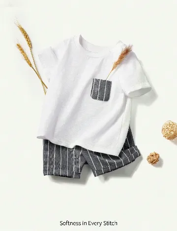 Compleu Shein Kids, alb/gri Alb