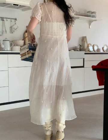 Rochie lunga Dazy, ecru