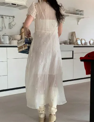 Rochie lunga Dazy, ecru Alb