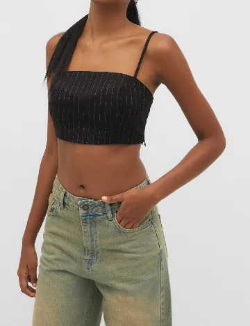 Top Stradivarius, negru Negru