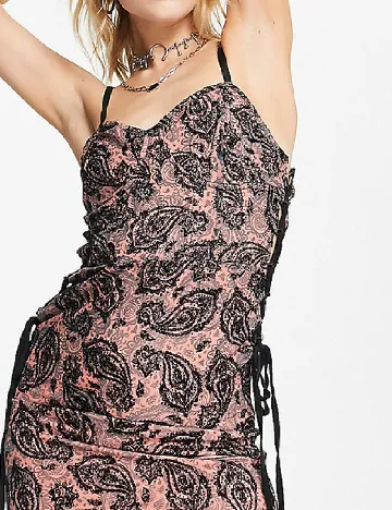 Rochie scurta Reclaimed Vintage, roz/negru Roz