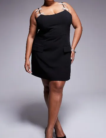 Rochie scurta Kaiia Plus Size, negru Negru