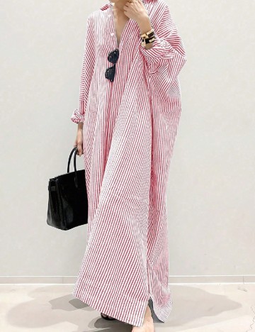Rochie lunga SHEIN, alb/rosu
