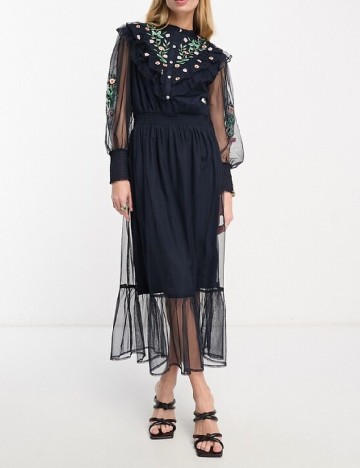 Rochie lunga French Connection, bleumarin inchis