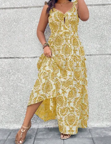 Rochie lunga SHEIN CURVE, alb/galben Galben
