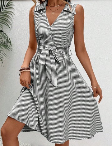 Rochie scurta SHEIN, alb/gri