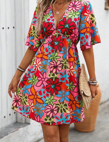 Rochie scurta SHEIN, floral print