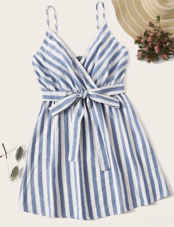 Rochie scurta SHEIN, alb/albastru