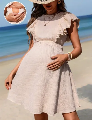 Rochie scurta SHEIN Maternity, crem Crem