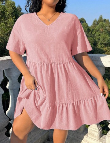 Rochie scurta SHEIN CURVE, roz pal