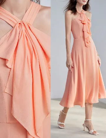 Rochie medie MOTF, piersica Portocaliu