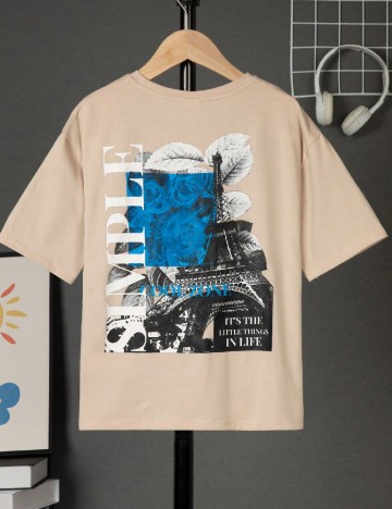 Tricou Shein Kids, crem