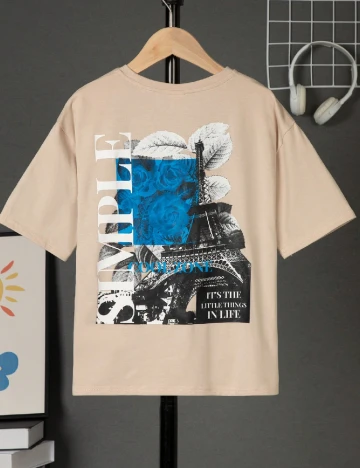 Tricou Shein Kids, crem Crem