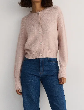 Cardigan Reserved, roz pudra Roz