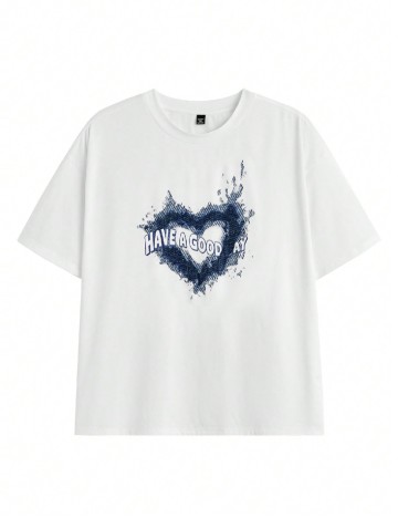 Tricou SHEIN Plus Size Men, alb