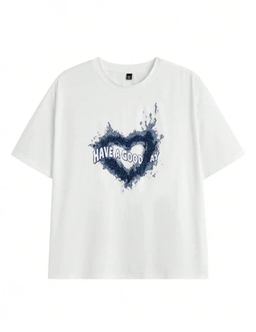 Tricou SHEIN Plus Size Men, alb