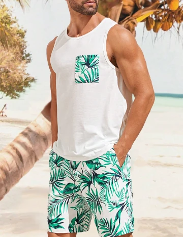 Compleu SHEIN, verde/alb Verde