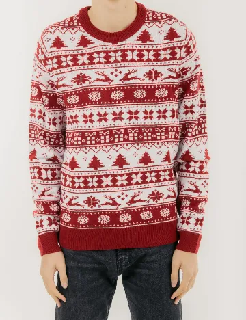 Pulover Reserved, rosu/alb Rosu