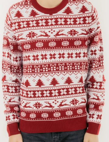 Pulover Reserved, rosu/alb