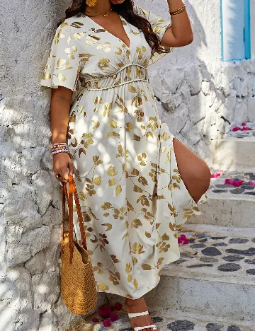 Rochie lunga SHEIN CURVE, ecru Alb