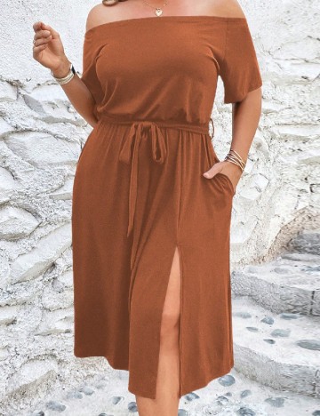 Rochie medie SHEIN CURVE, maro